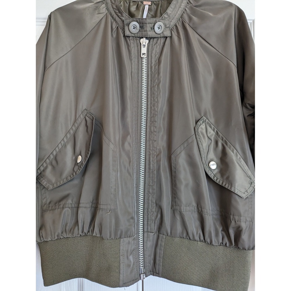 Free People Bomber Jackek Womens Size Small Olive Full Zip Midnight  Pockets - Picture 6 of 8